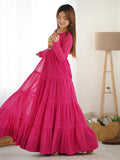 Charming Pink Laheriya Printed Georgette Navratri Wear Gown - Zeel Clothing
