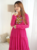 Charming Pink Laheriya Printed Georgette Navratri Wear Gown - Zeel Clothing