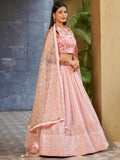 Charming Pink Sequins Georgette Lehenga Choli With Dupatta