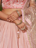 Charming Pink Sequins Georgette Lehenga Choli With Dupatta - Zeel Clothing