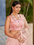 Charming Pink Sequins Georgette Lehenga Choli With Dupatta