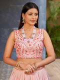 Charming Pink Sequins Georgette Lehenga Choli With Dupatta