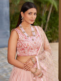 Charming Pink Sequins Georgette Lehenga Choli With Dupatta - Zeel Clothing