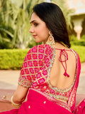 Charming Pink Zari Weaving Silk Engagement Wear Saree With Blouse