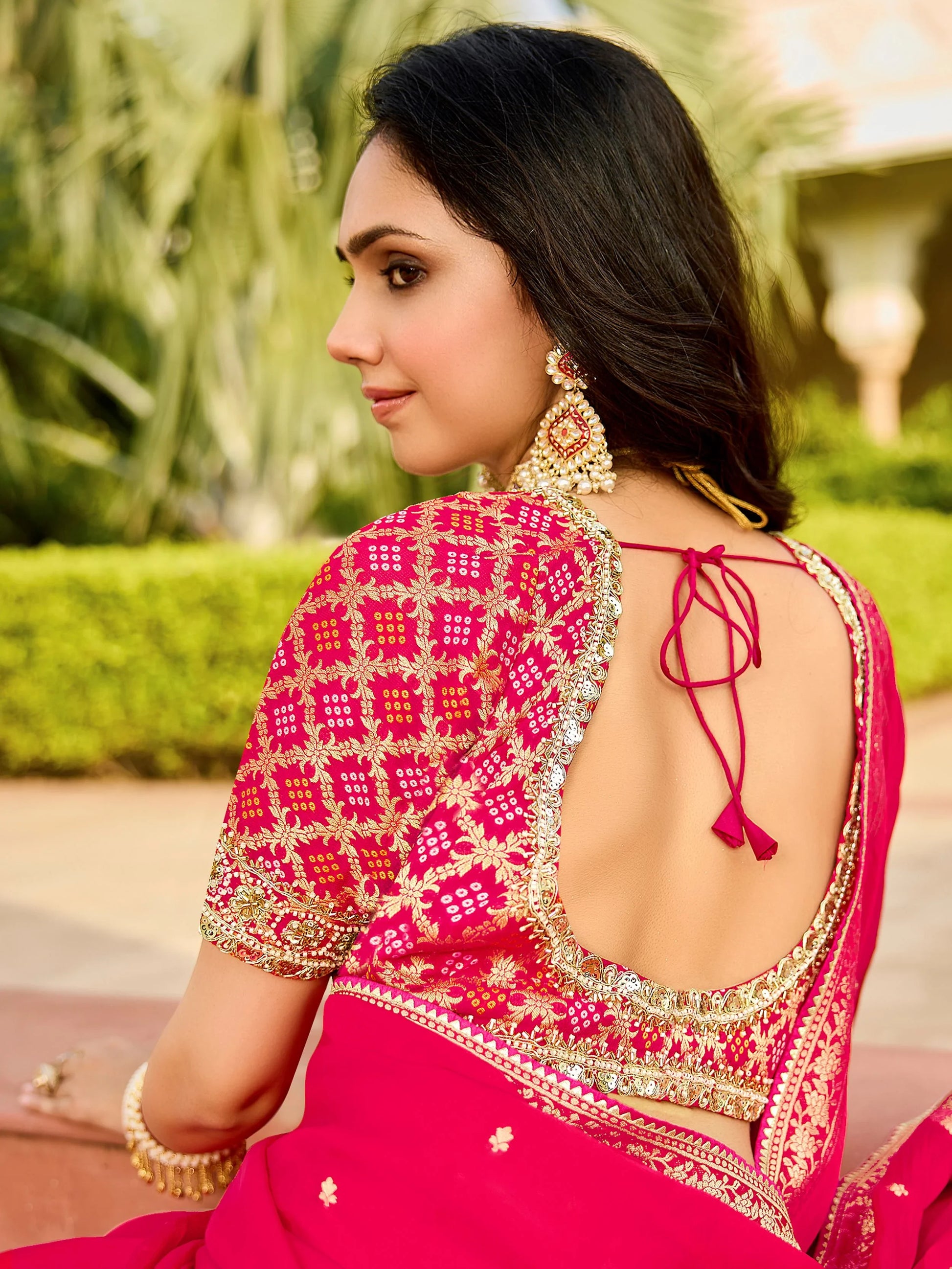 Charming Pink Zari Weaving Silk Engagement Wear Saree With Blouse