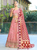 Charming Pink Zari Work Viscose Sangeet Wear Lehenga Choli - Zeel Clothing
