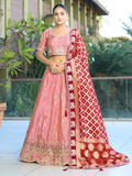 Charming Pink Zari Work Viscose Sangeet Wear Lehenga Choli - Zeel Clothing