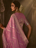 Charming Pink Zari Woven Silk Reception Wear Saree With Blouse - Zeel Clothing