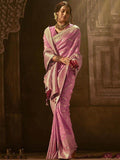 Charming Pink Zari Woven Silk Reception Wear Saree With Blouse - Zeel Clothing