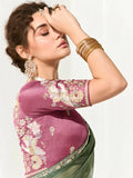Charming Pista Green Border Work Tissue Silk Event Wear Saree - Zeel Clothing