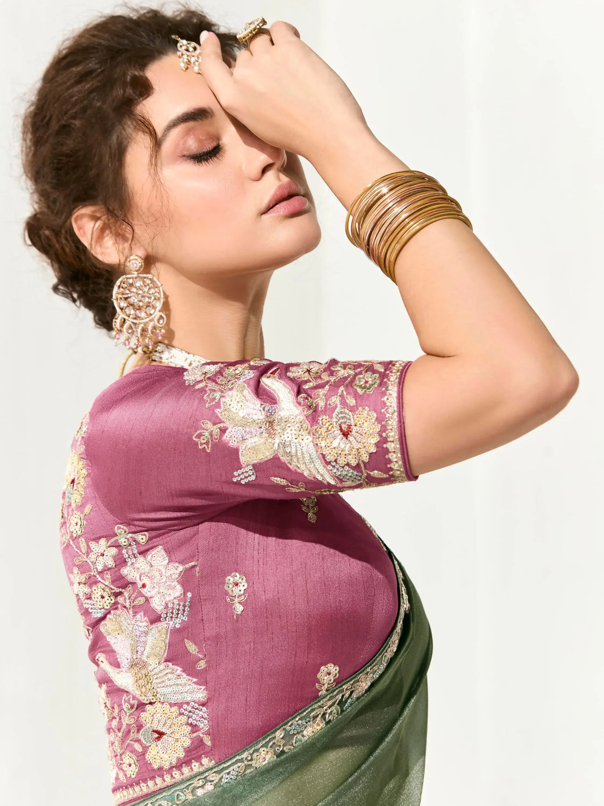 Charming Pista Green Border Work Tissue Silk Event Wear Saree - Zeel Clothing