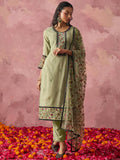 Charming Pista Green Thread Embroidery Georgette Pant Suit - Zeel Clothing