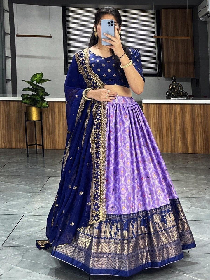 Charming Purple Dolla Silk Bandhani Print Lehenga Choli With Dupatta