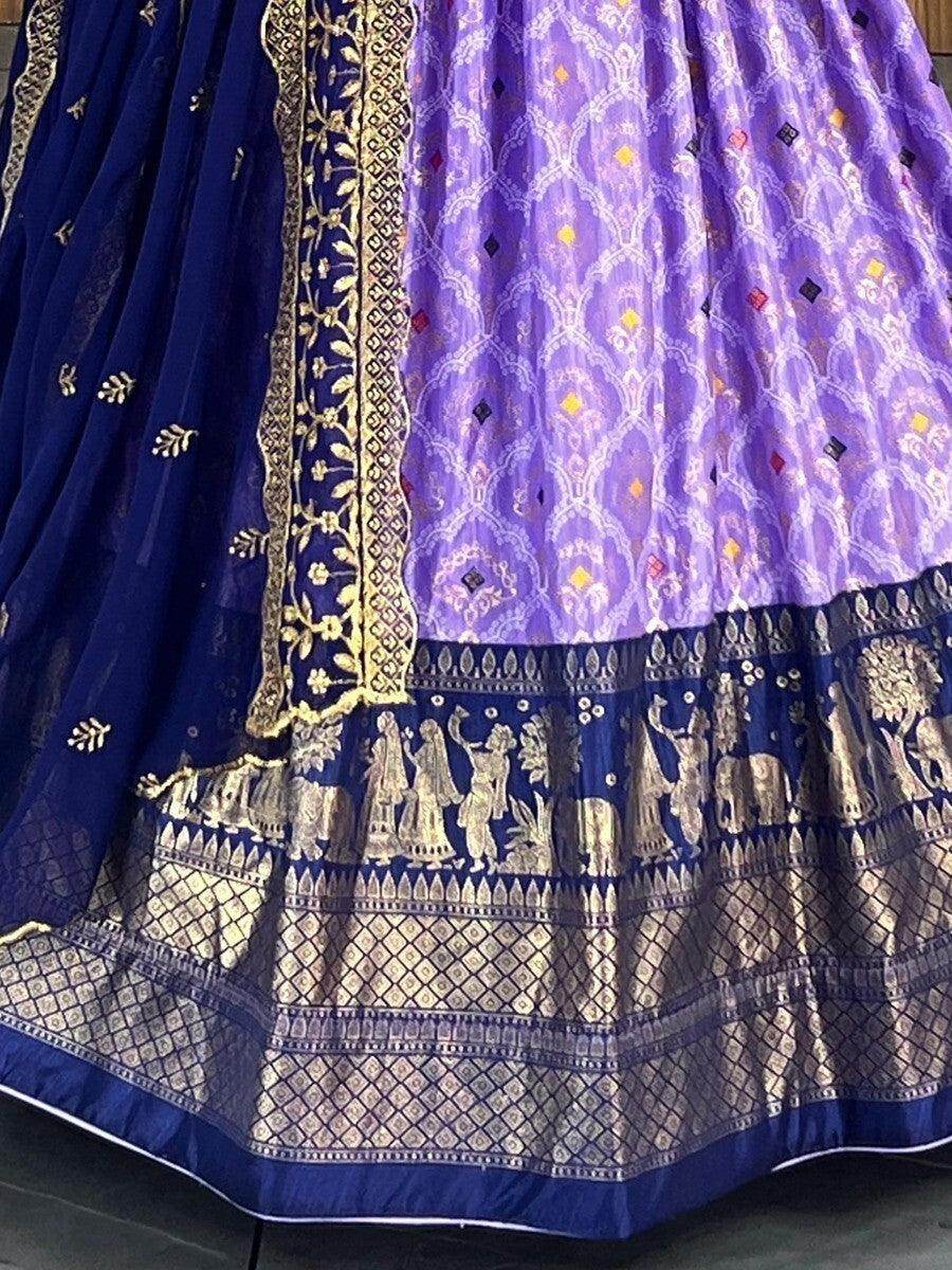 Charming Purple Dolla Silk Bandhani Print Lehenga Choli With Dupatta - Zeel Clothing