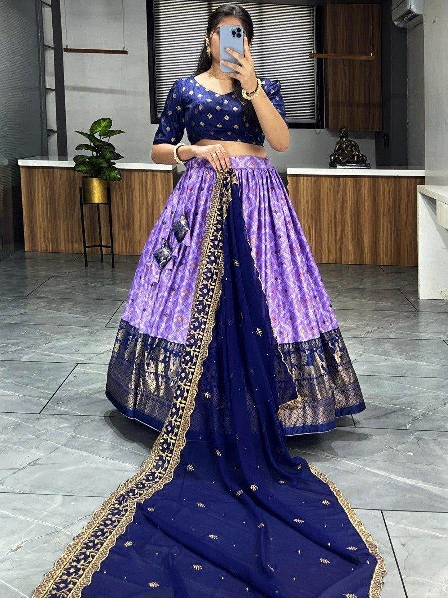 Charming Purple Dolla Silk Bandhani Print Lehenga Choli With Dupatta - Zeel Clothing