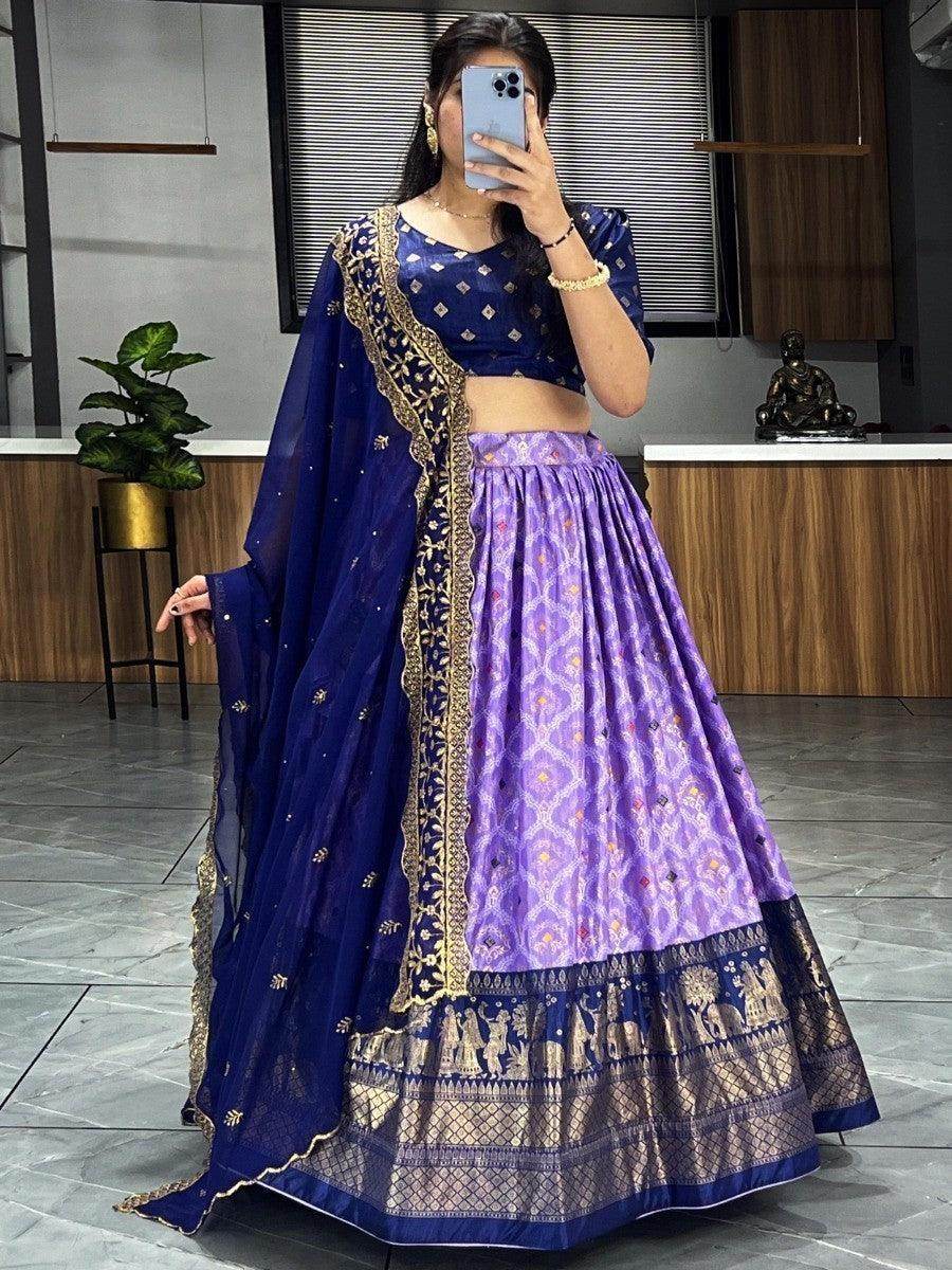 Charming Purple Dolla Silk Bandhani Print Lehenga Choli With Dupatta - Zeel Clothing