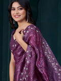 Charming Purple Embroidered Silk Event Wear Saree With Blouse - Zeel Clothing