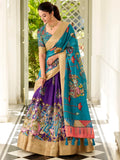 Charming Purple Kalamkari Printed Dola Silk Lehenga Choli - Zeel Clothing
