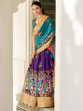 Charming Purple Kalamkari Printed Dola Silk Lehenga Choli - Zeel Clothing