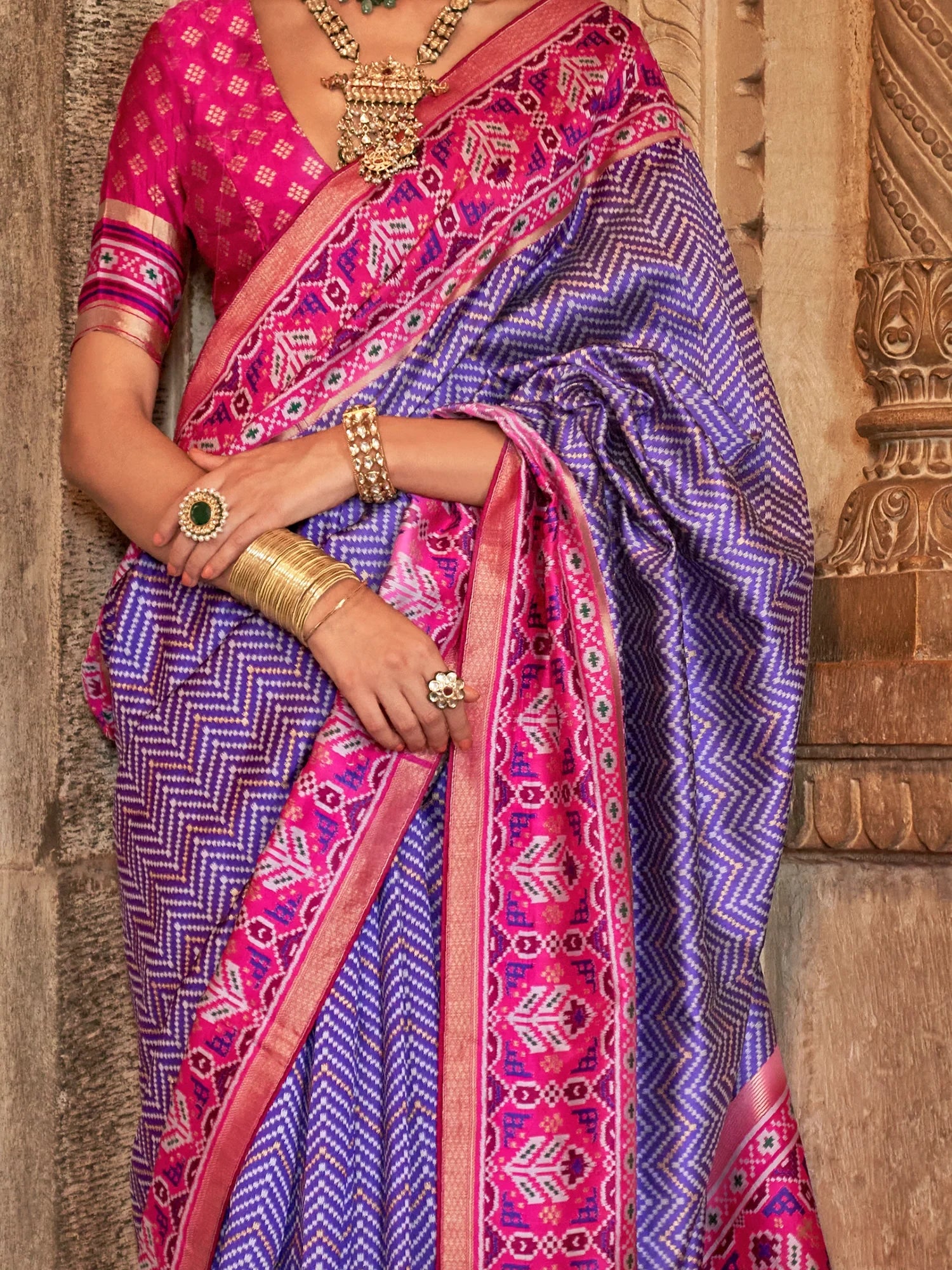 Charming Purple Patola Printed Silk Traditional Saree With Blouse - Zeel Clothing