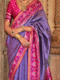 Charming Purple Patola Printed Silk Traditional Saree With Blouse - Zeel Clothing