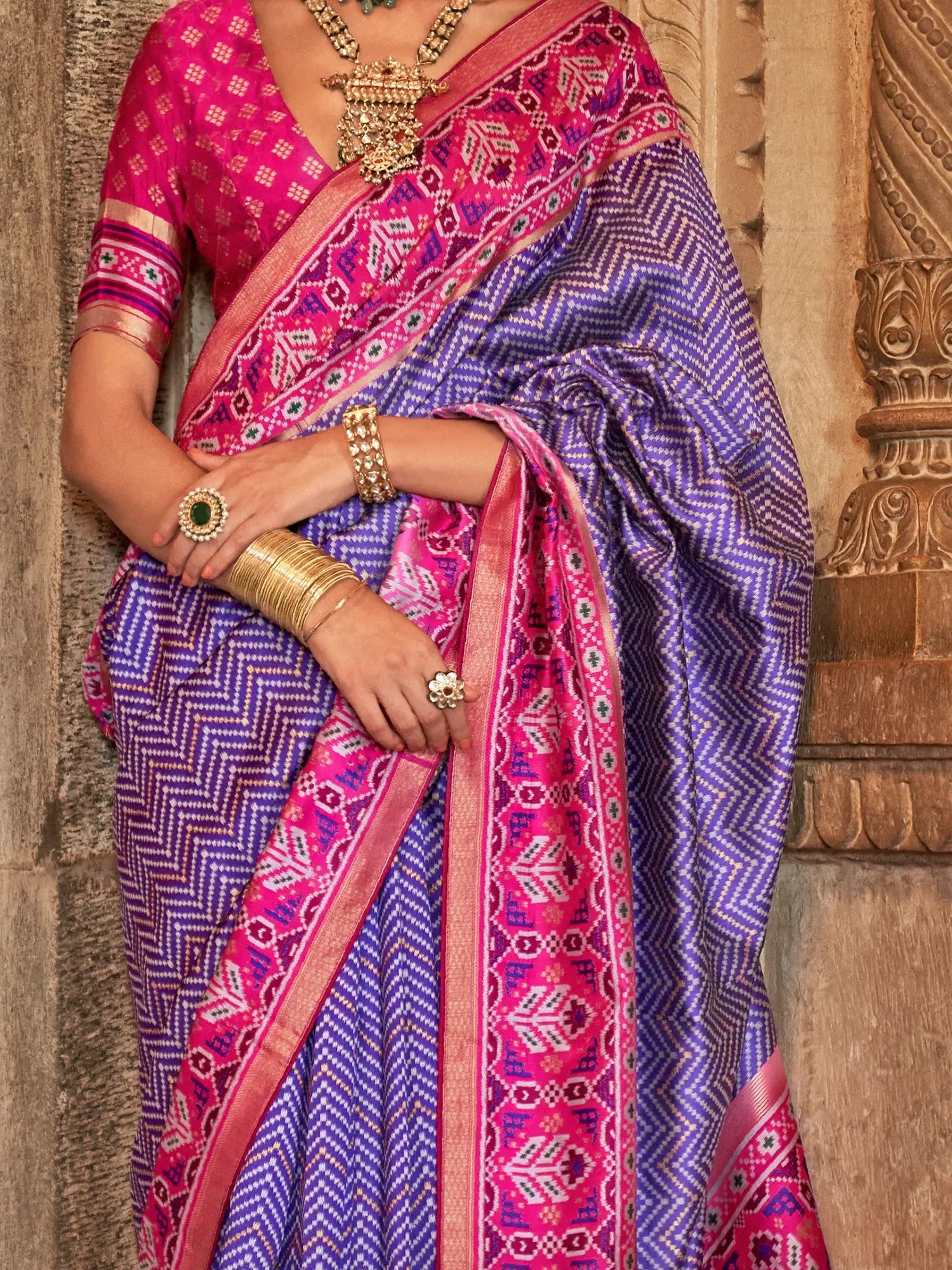 Charming Purple Patola Printed Silk Traditional Saree With Blouse - Zeel Clothing