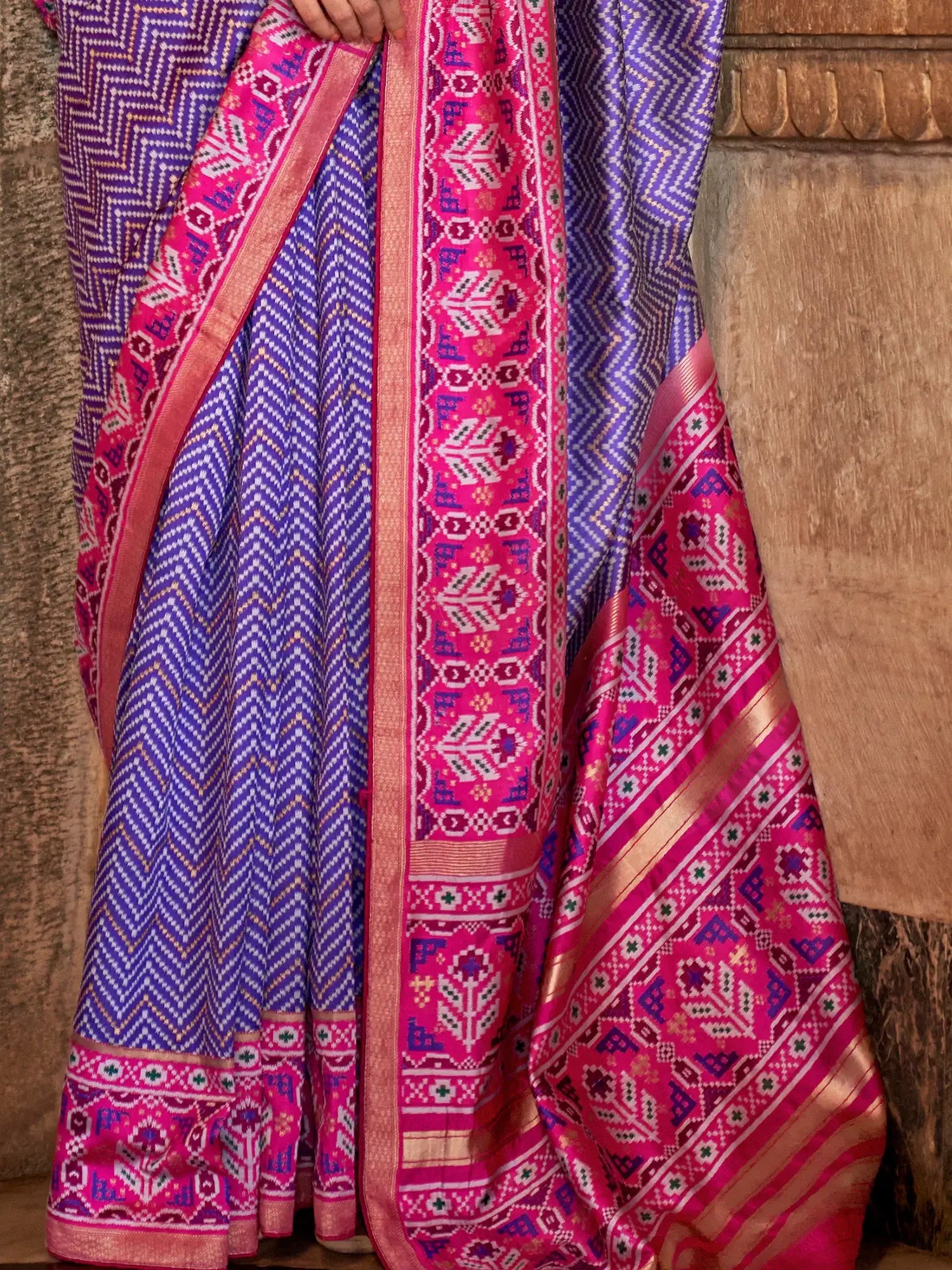Charming Purple Patola Printed Silk Traditional Saree With Blouse - Zeel Clothing