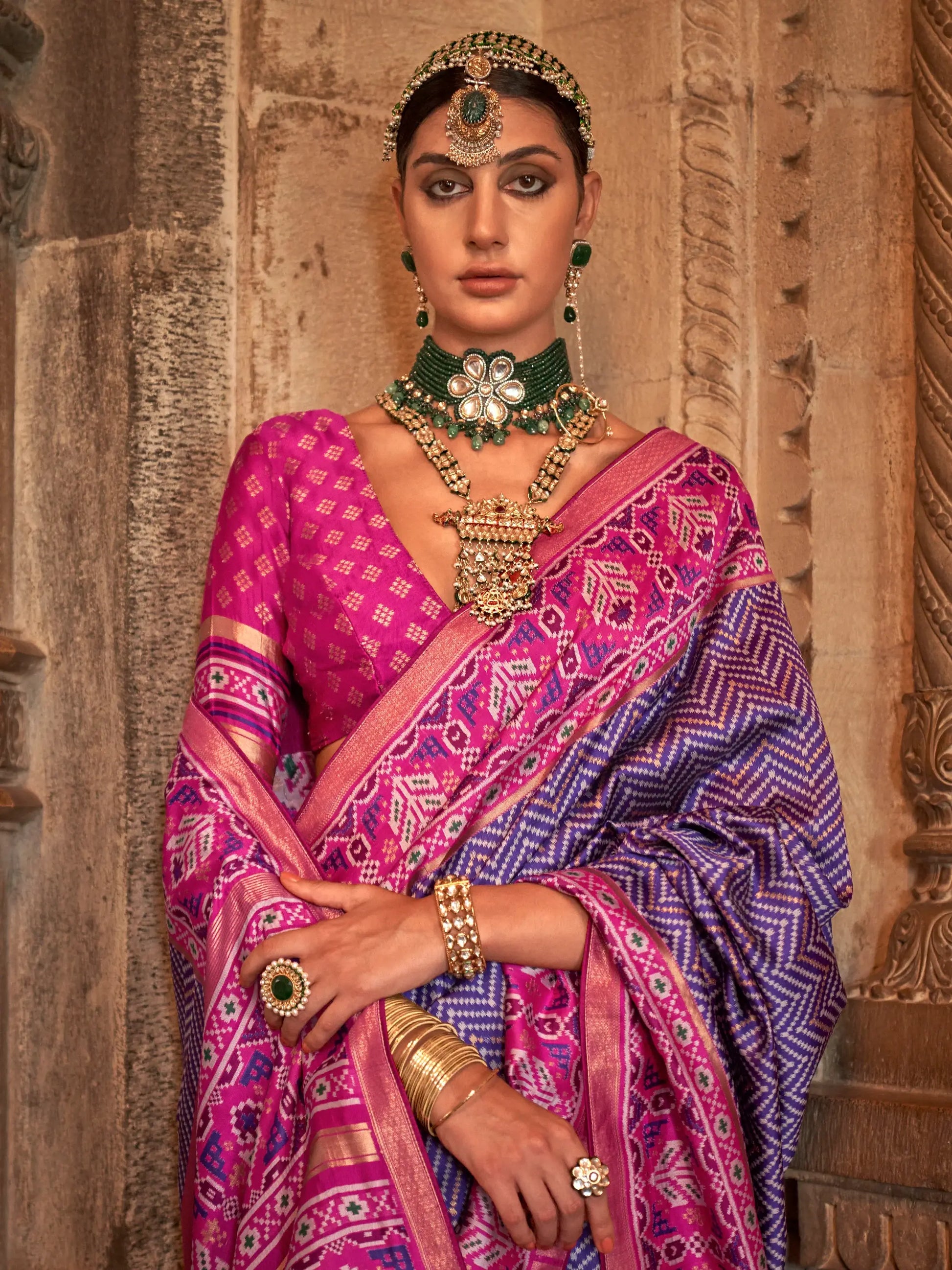 Charming Purple Patola Printed Silk Traditional Saree With Blouse - Zeel Clothing