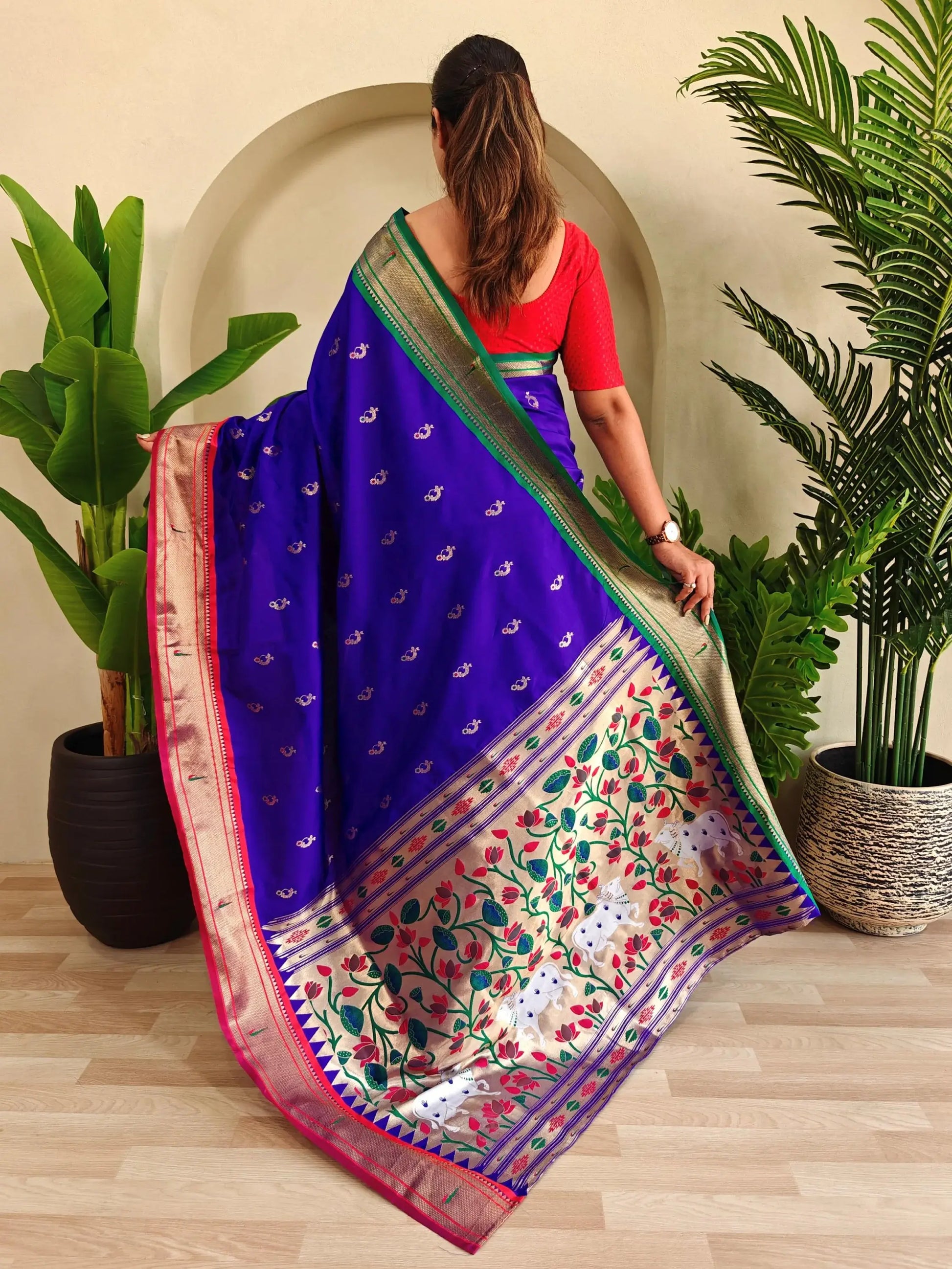 Charming Purple Pichwai Printed Silk Festive Wear Saree With Blouse - Zeel Clothing
