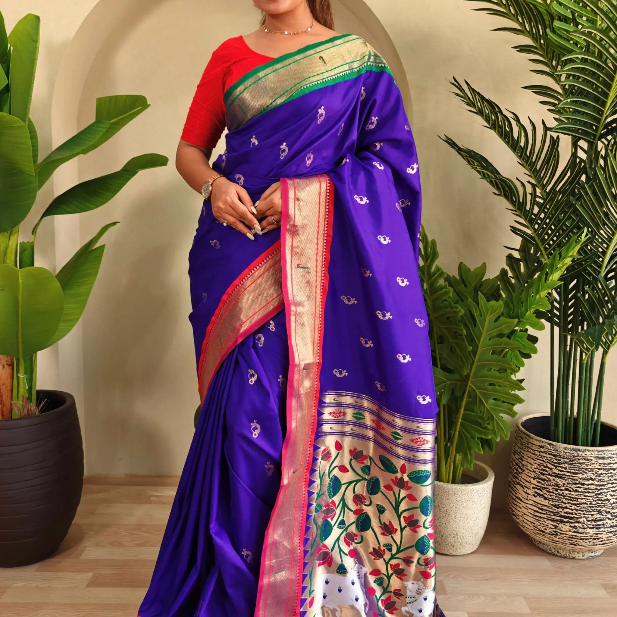 Charming Purple Pichwai Printed Silk Festive Wear Saree With Blouse - Zeel Clothing