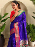 Charming Purple Pichwai Printed Silk Festive Wear Saree With Blouse - Zeel Clothing