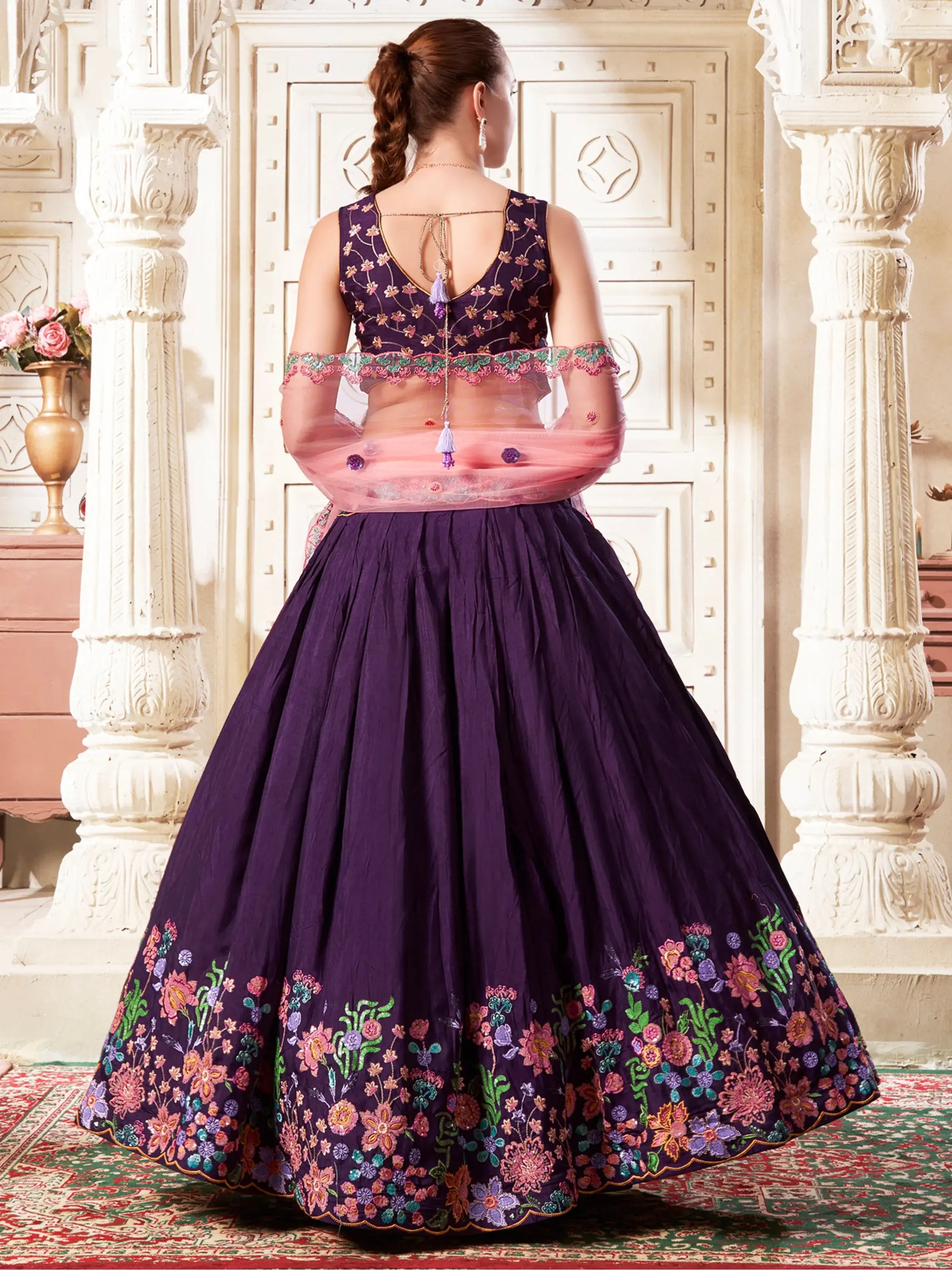 Charming Purple Sequins Silk Sangeet Wear Lehenga Choli - Zeel Clothing