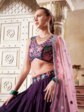 Charming Purple Sequins Silk Sangeet Wear Lehenga Choli - Zeel Clothing