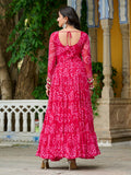 Charming Rani Pink Bandhani Printed Georgette Festive Wear Gown - Zeel Clothing