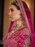 Charming Rani Pink Thread Embroidered Silk Bridal Lehenga Choli With Double Dupatta