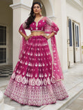 Charming Rani Pink Thread Work Net Wedding Wear Lehenga Choli - Zeel Clothing