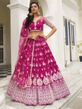 Charming Rani Pink Thread Work Net Wedding Wear Lehenga Choli - Zeel Clothing