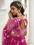 Charming Rani Pink Thread Work Net Wedding Wear Lehenga Choli - Zeel Clothing