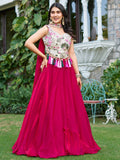 Charming Rani Pink Tissue Silk Event Wear Lehenga With Thread Work Blouse - Zeel Clothing