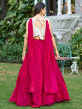 Charming Rani Pink Tissue Silk Event Wear Lehenga With Thread Work Blouse - Zeel Clothing