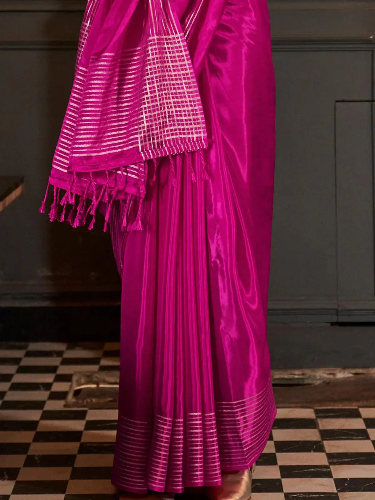 Charming Rani Pink Weaving Silk Event Wear Saree With Blouse - Zeel Clothing