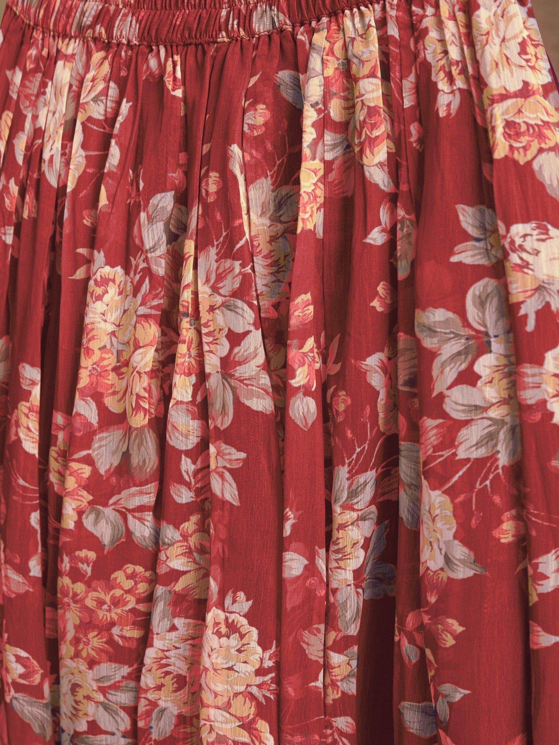 Charming Red Floral Printed Chiffon Festival Wear Palazzo Suit - Zeel Clothing
