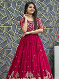 Charming Red Thread Work Georgette Wedding Wear Gown With Dupatta - Zeel Clothing