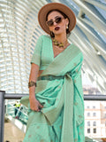 Charming Sea Green Zari Weaving Silk Trendy Saree With Blouse - Zeel Clothing