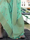 Charming Sea Green Zari Weaving Silk Trendy Saree With Blouse - Zeel Clothing