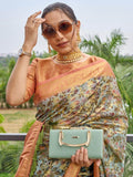 Charming Sky Blue Floral Printed Organza Wedding Wear Saree - Zeel Clothing