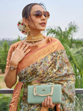 Charming Sky Blue Floral Printed Organza Wedding Wear Saree - Zeel Clothing