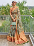 Charming Sky Blue Floral Printed Organza Wedding Wear Saree - Zeel Clothing