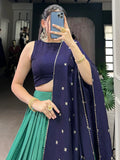 Charming Teal Green Zari Weaving Chanderi Festival Wear Lehenga Choli - Zeel Clothing