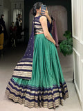 Charming Teal Green Zari Weaving Chanderi Festival Wear Lehenga Choli - Zeel Clothing